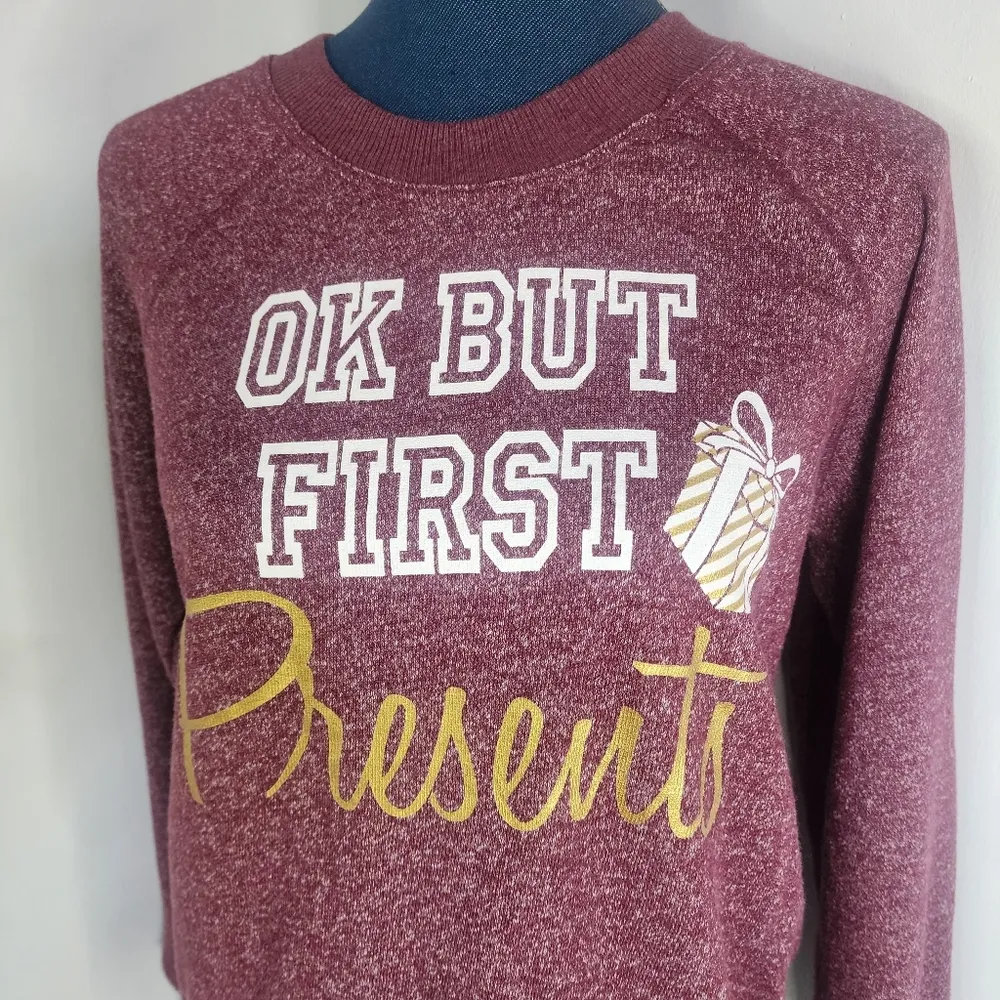 Rosie Harlow Christmas Sweatshirt Style Knit Top Purple Size L - Image 2