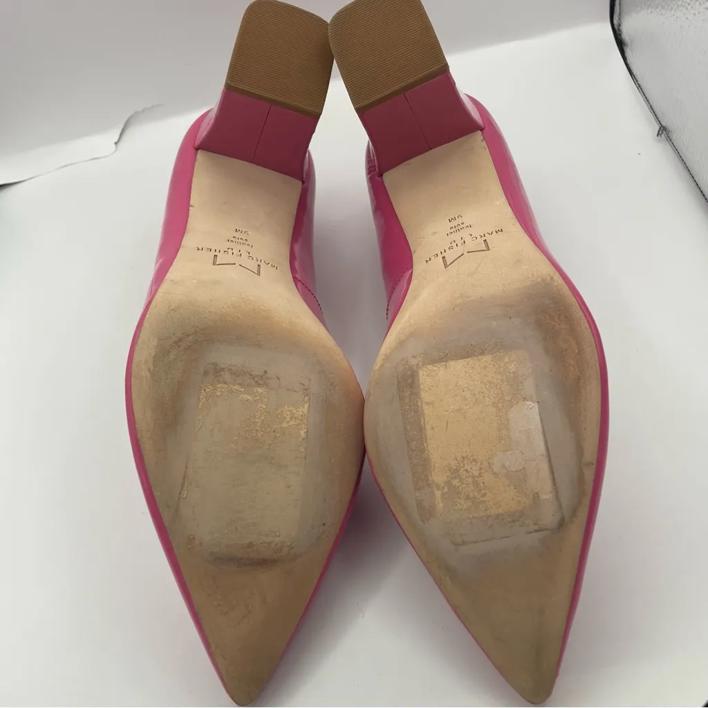 Marc Fisher Zala Barbie pink patent leather slip on pointed toe pumps Size 9M - Image 5