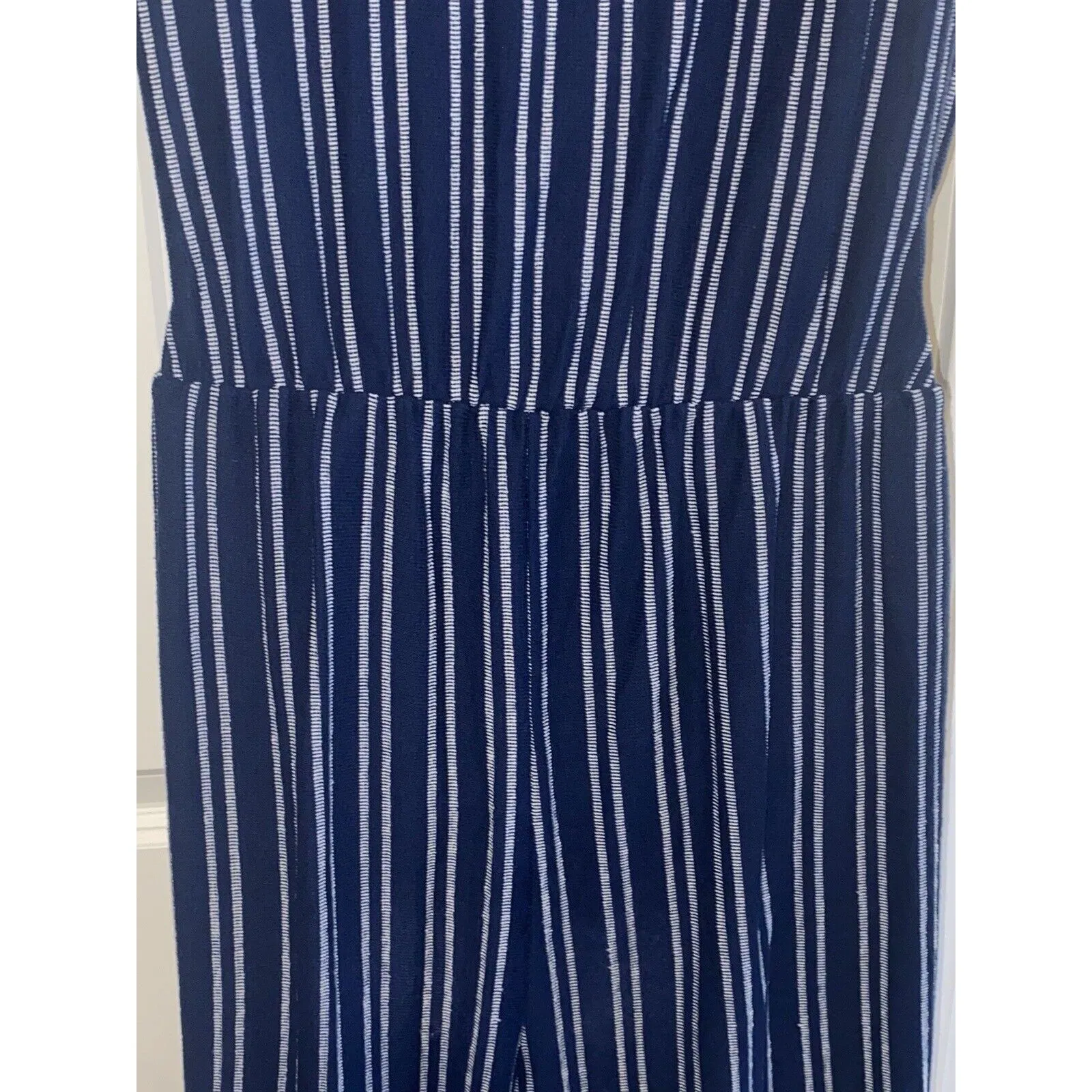 Caution To The Wind Striped Faux Wrap Tie-Back Jumpsuit Sz M Light Weight - Image 11