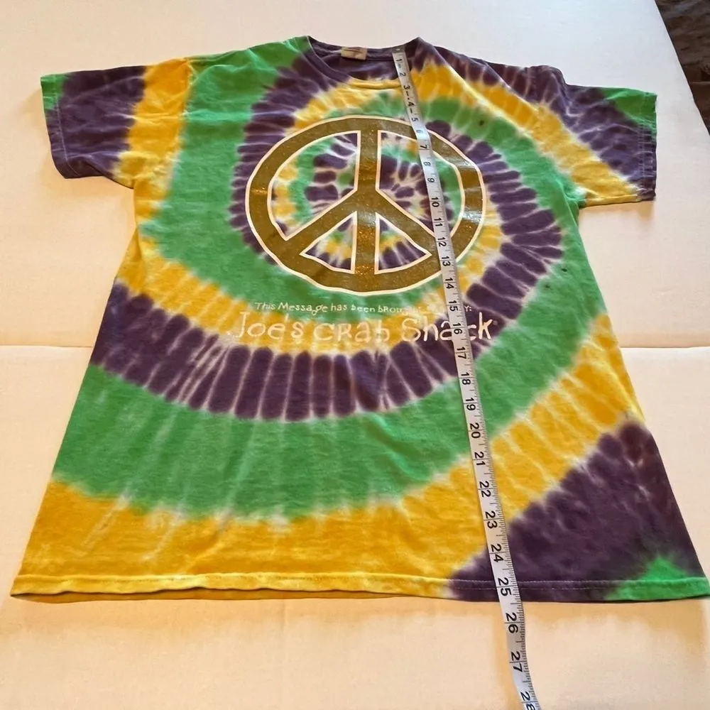 Joe's Crab Shack Peace Love & Crabs tie dye t-shirt short sleeve no sizetag neon - Image 6
