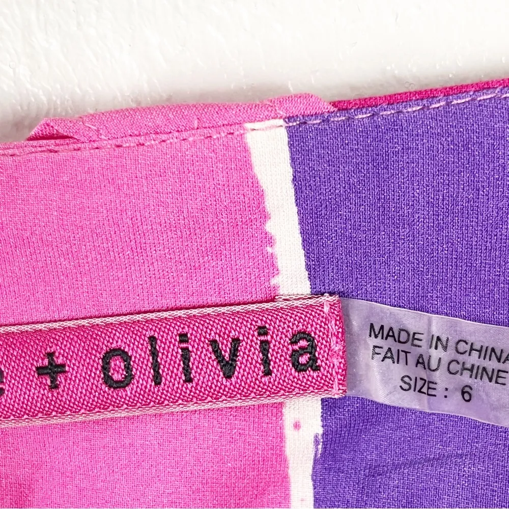 ALICE + OLIVIA Butterfly Striped Silk Blend Colorblock Pockets Shorts, Size 6 - Image 5