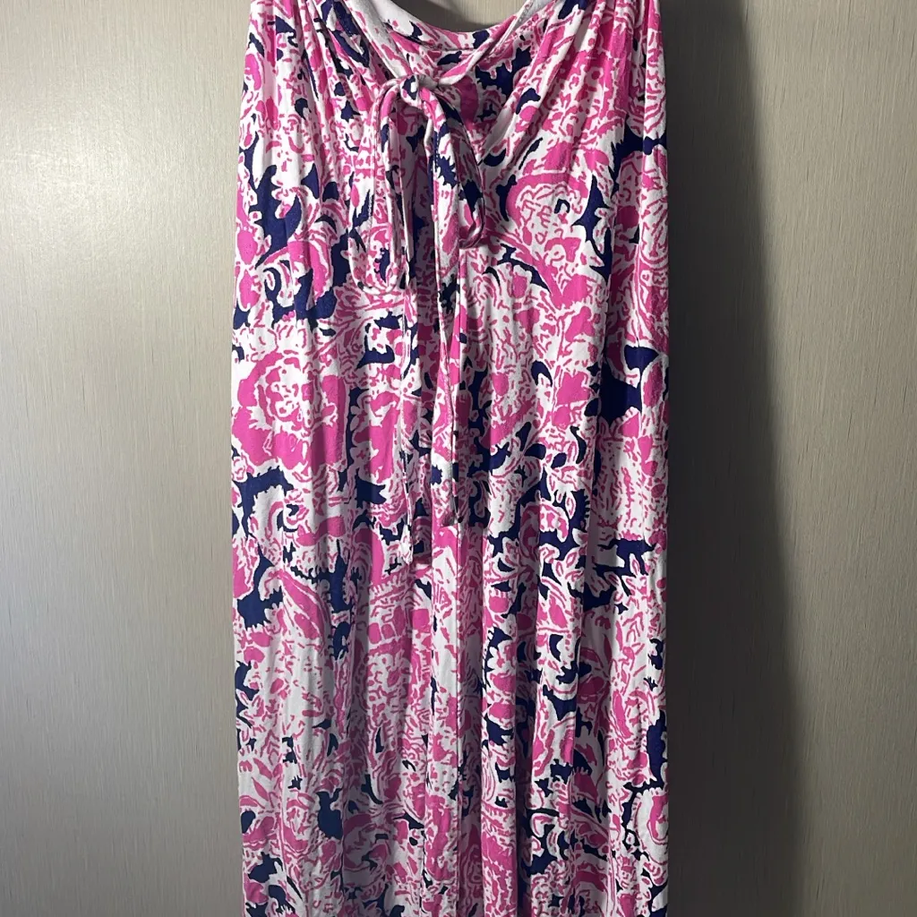 Cynthia rowley navy white pink paisley floral halter tank dress large shelf bra - Image 2