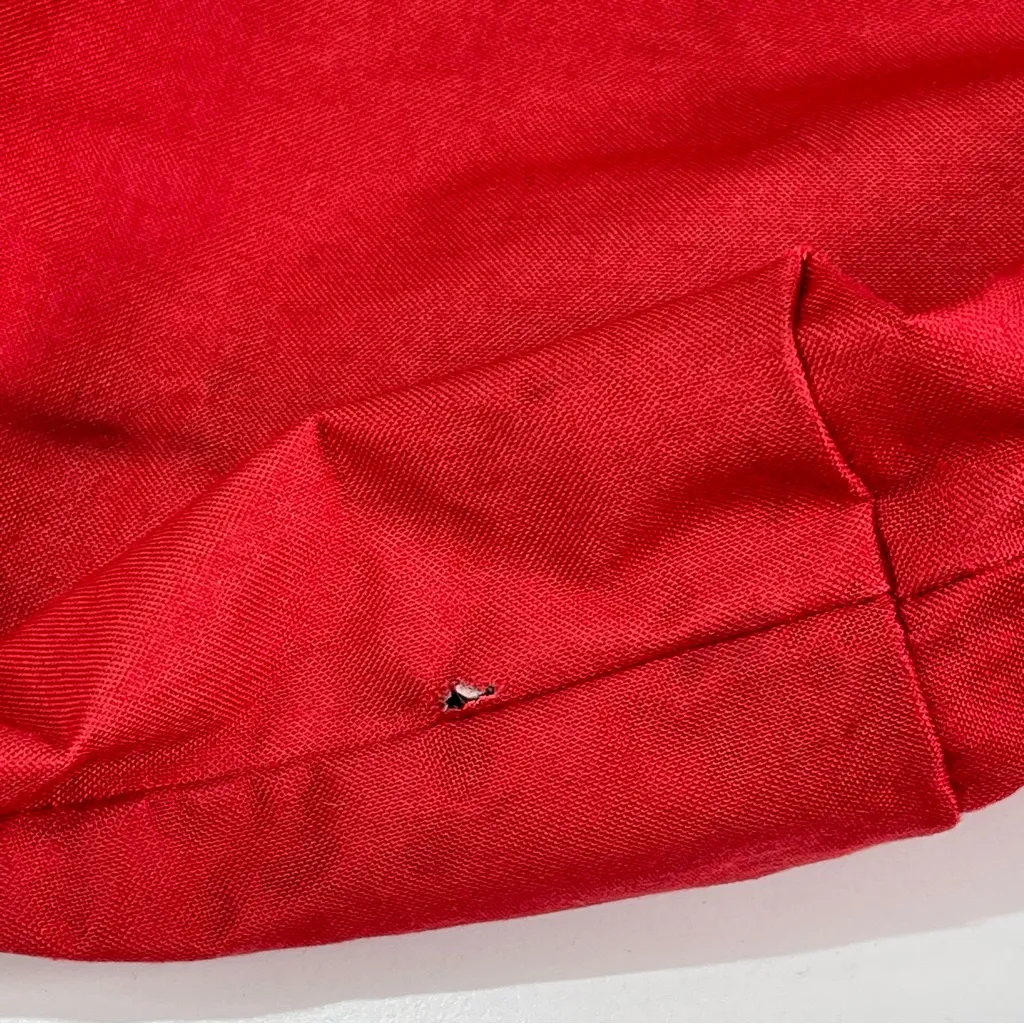 Vintage Christmas 1988 Winter Teddy Bear Red Canvas Tote Bag Jingle Bell 17x18' - Image 10