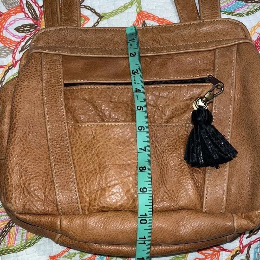 the sak brown shoulder bag purse tote three zip close pouches outside pockets - Image 8