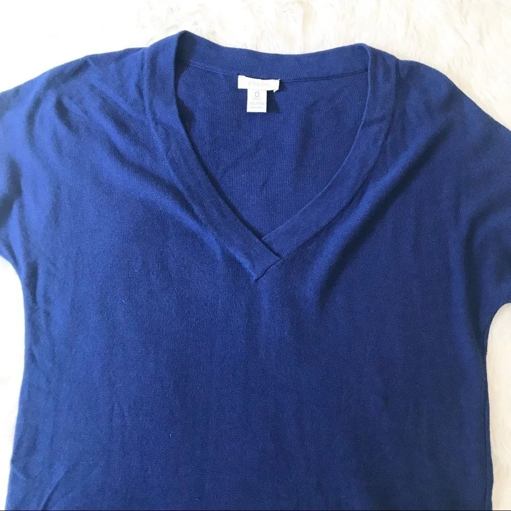 CHICOS V Neck Sweater Top Short Sleeves Pockets Cotton Royal Blue Small‎ Size 0 - Image 3
