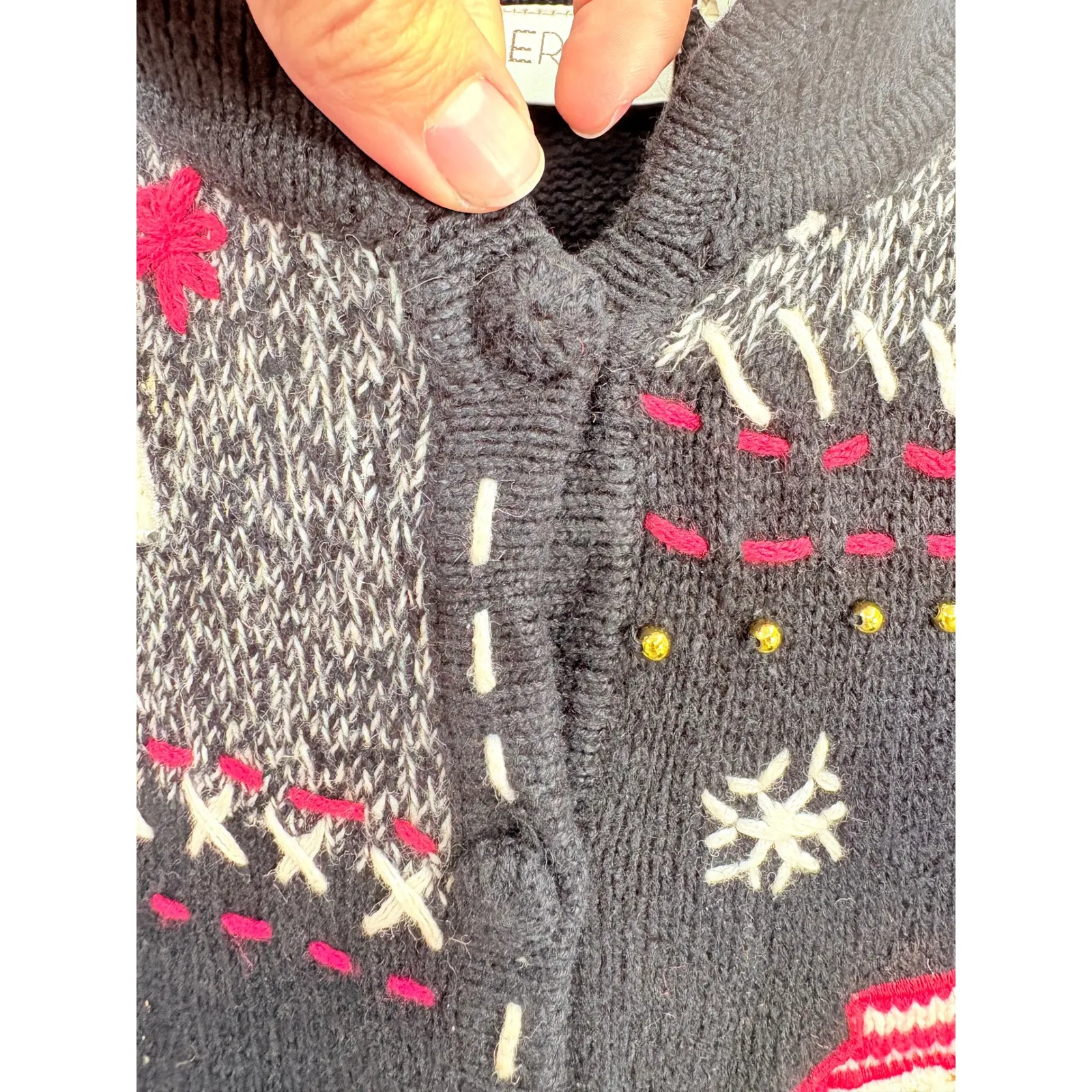 Vintage Erika Womens Ugly Christmas Sweater Vest Snowman Tree Hearts Knit‎ M - Image 6