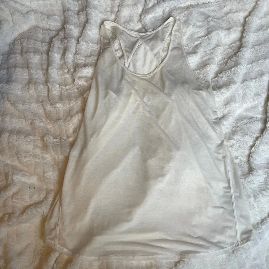 LULULEMON White Cross Back Tank Top‎ Small Gym Yoga Workout Lounge - Image 2