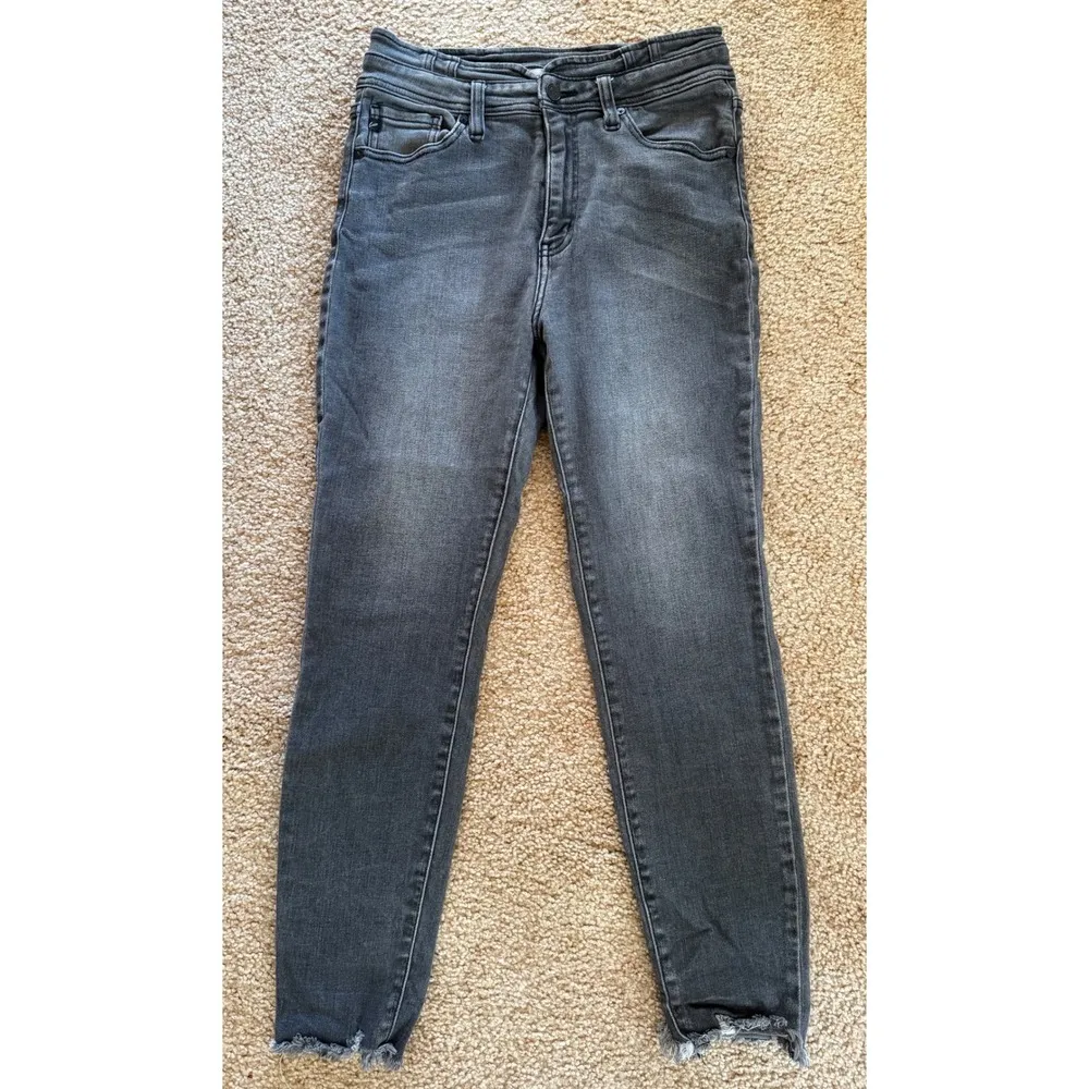 KanCan Ankle Skinny Jeans Frayed Hem Gray/Black Wash Denim‎ Size 28 Gray - Image 5