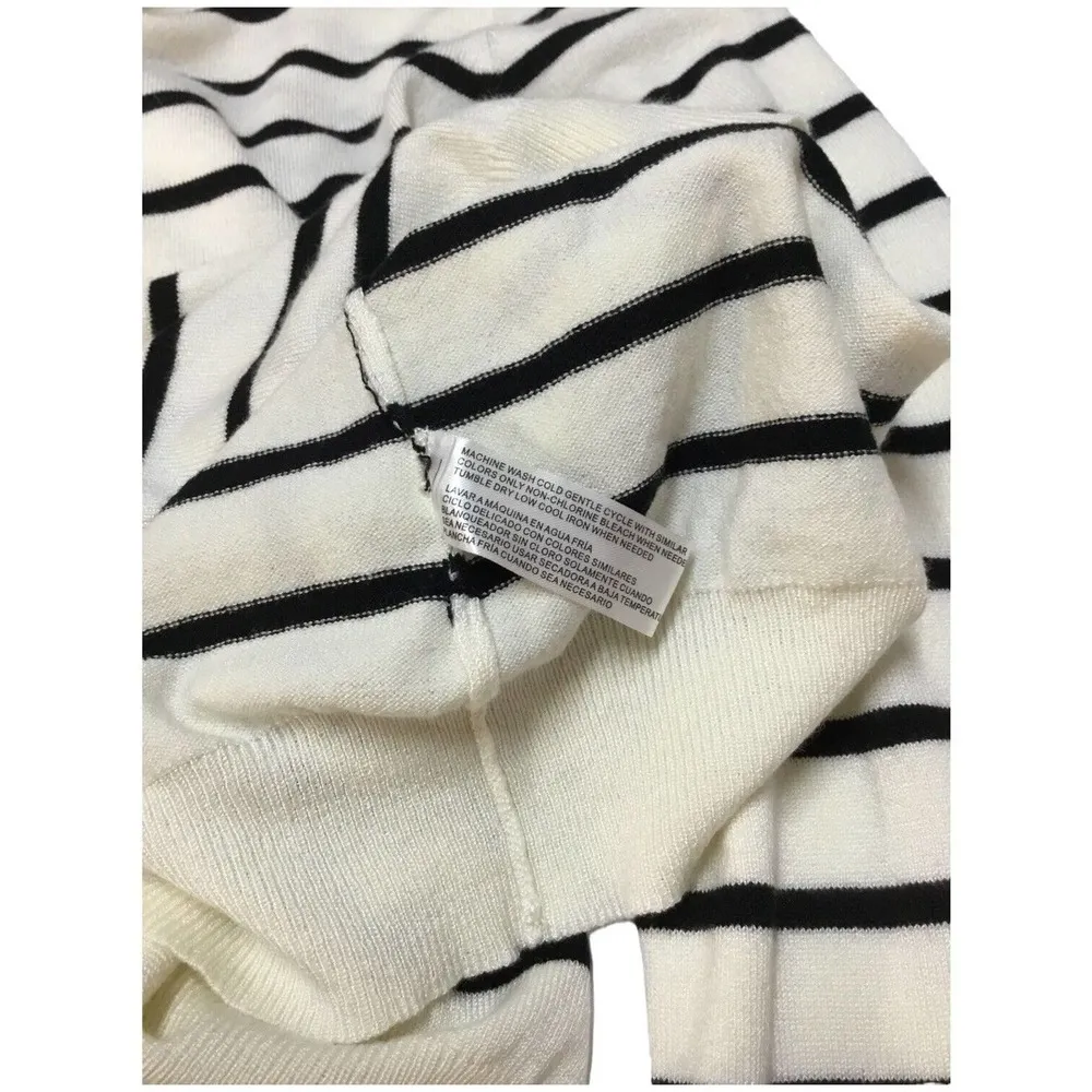 New By Design French Stripe Button Down Front Round Neck Preppy Cardigan Cream X Size XL - Image 11