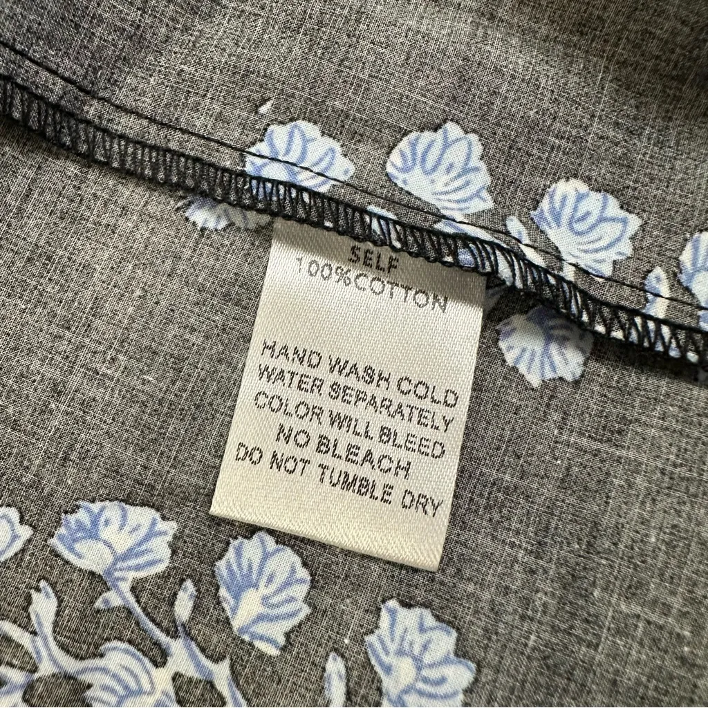 Pinch 100% Cotton Elegant Black Maxi Dress With Blue Stem and Puffy Sleeves Size M - Image 14