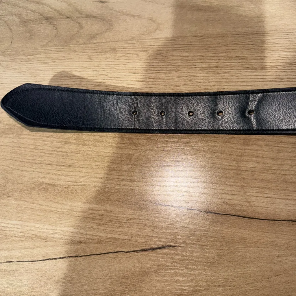 AM Made In Italy Silver Tone‎ Belt Buckle 3” Blue Leather Belt USA Size L 37” - Image 6