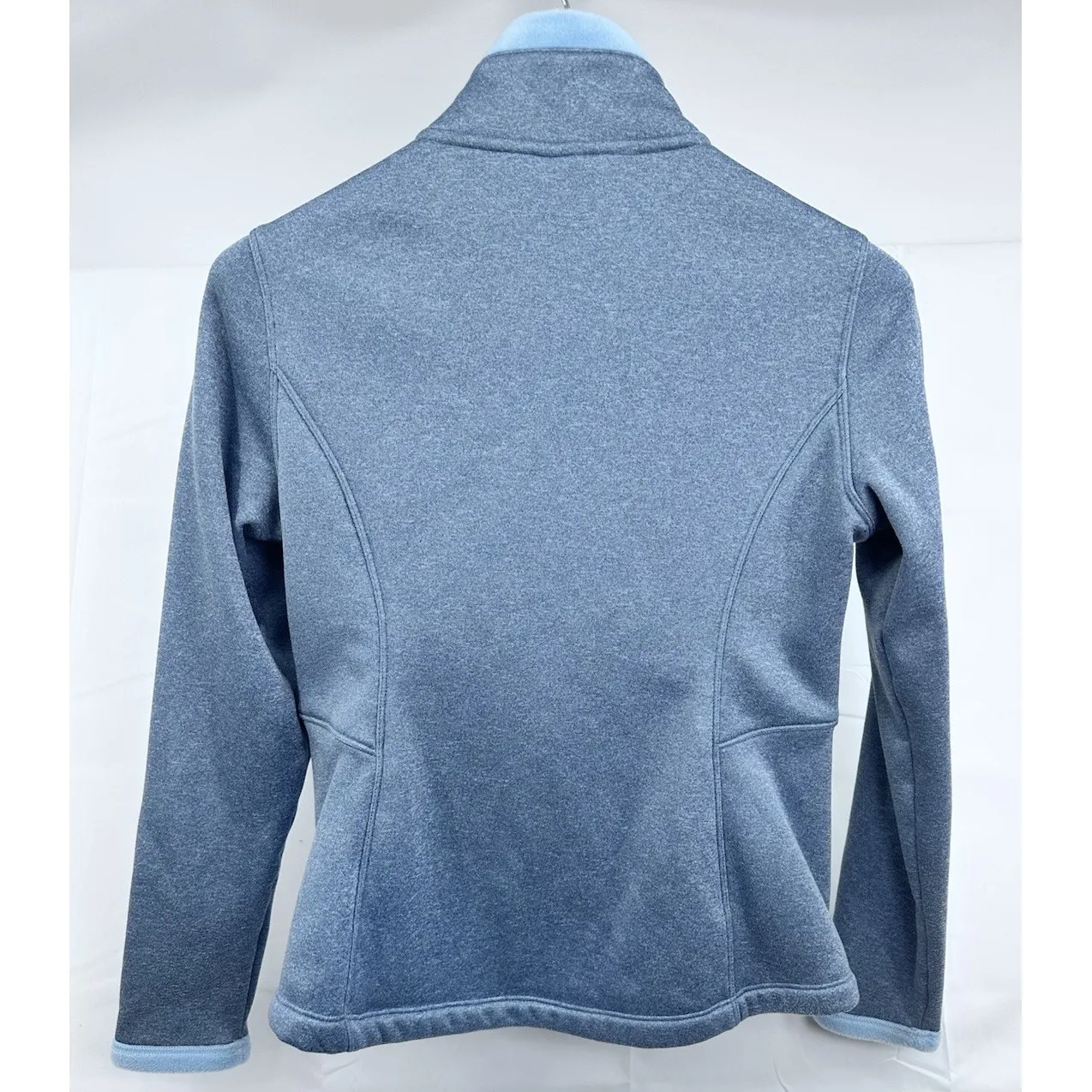 North Face Women's Full Zip‎ Jacket Medium Blue Zipper Pockets Logo Warm EUC - Image 4