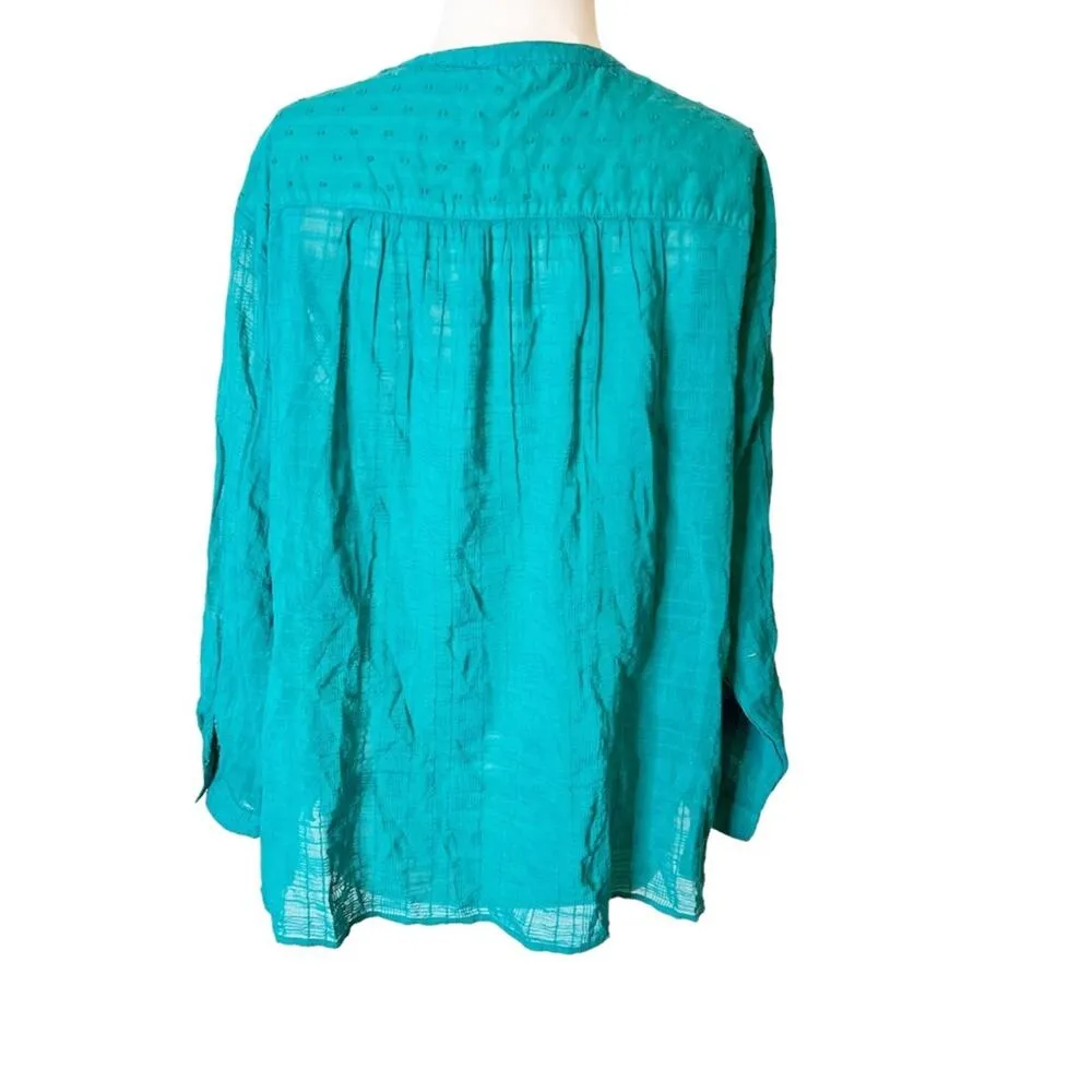 Anthropologie x Pilcro and Letterpress Mila Top turquoise sz S - Image 7