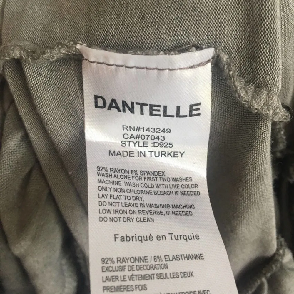 Dantelle Oil Dye Ruffle Hem Tunic Top Green Medium NWT Raglan Sleeve Drop Waist - Image 9