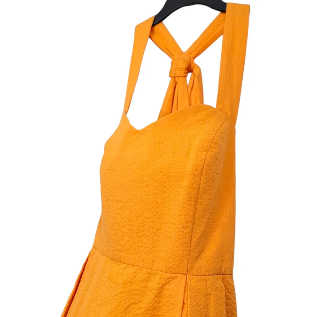 Lauren James Livingston Orange Halter Seersucker Gauze Midi Dress NWT Size Small - Image 2