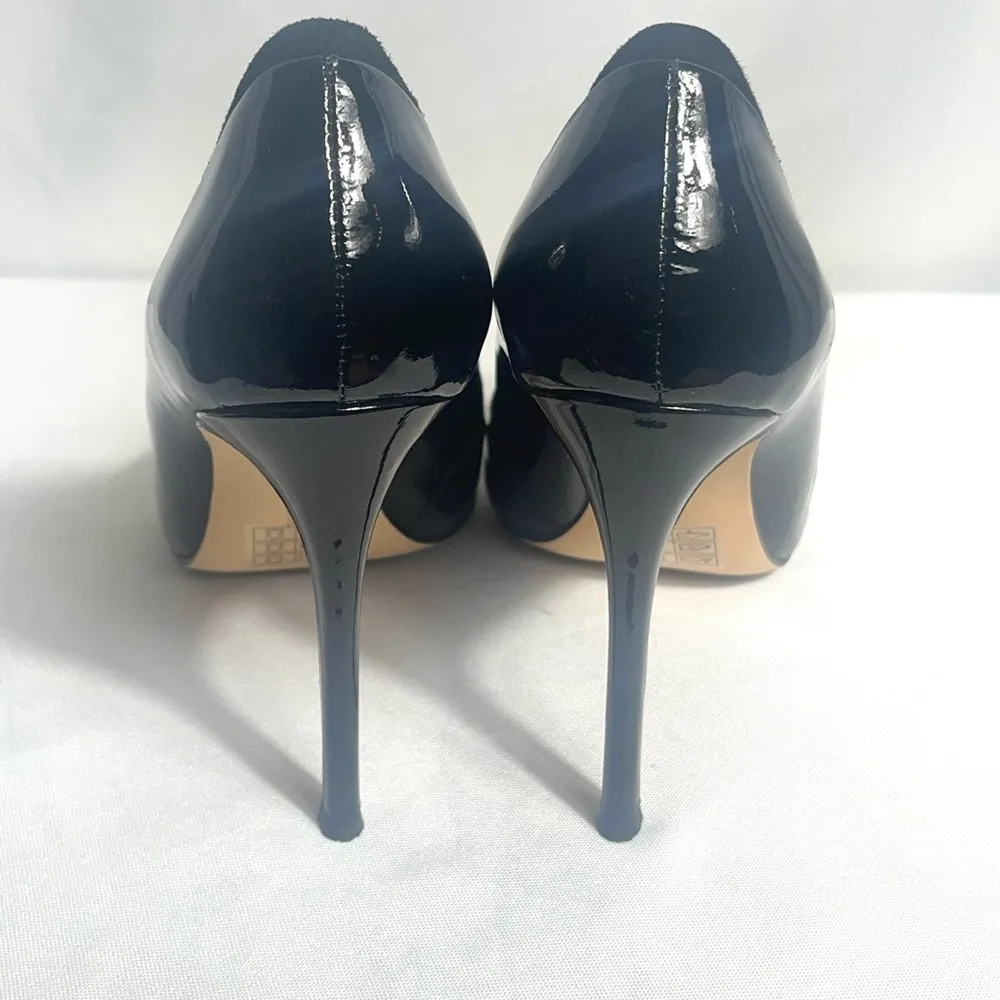 Pour La Victoire Cennasp Pumps Black Suede Patent Heels 8M Box & Dust Bag - Image 4