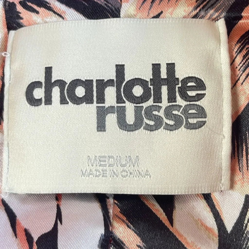 Charlotte Russe Coat Jacket Womens Size M Coral‎ Button Up Long Sleeve Pockets - Image 4