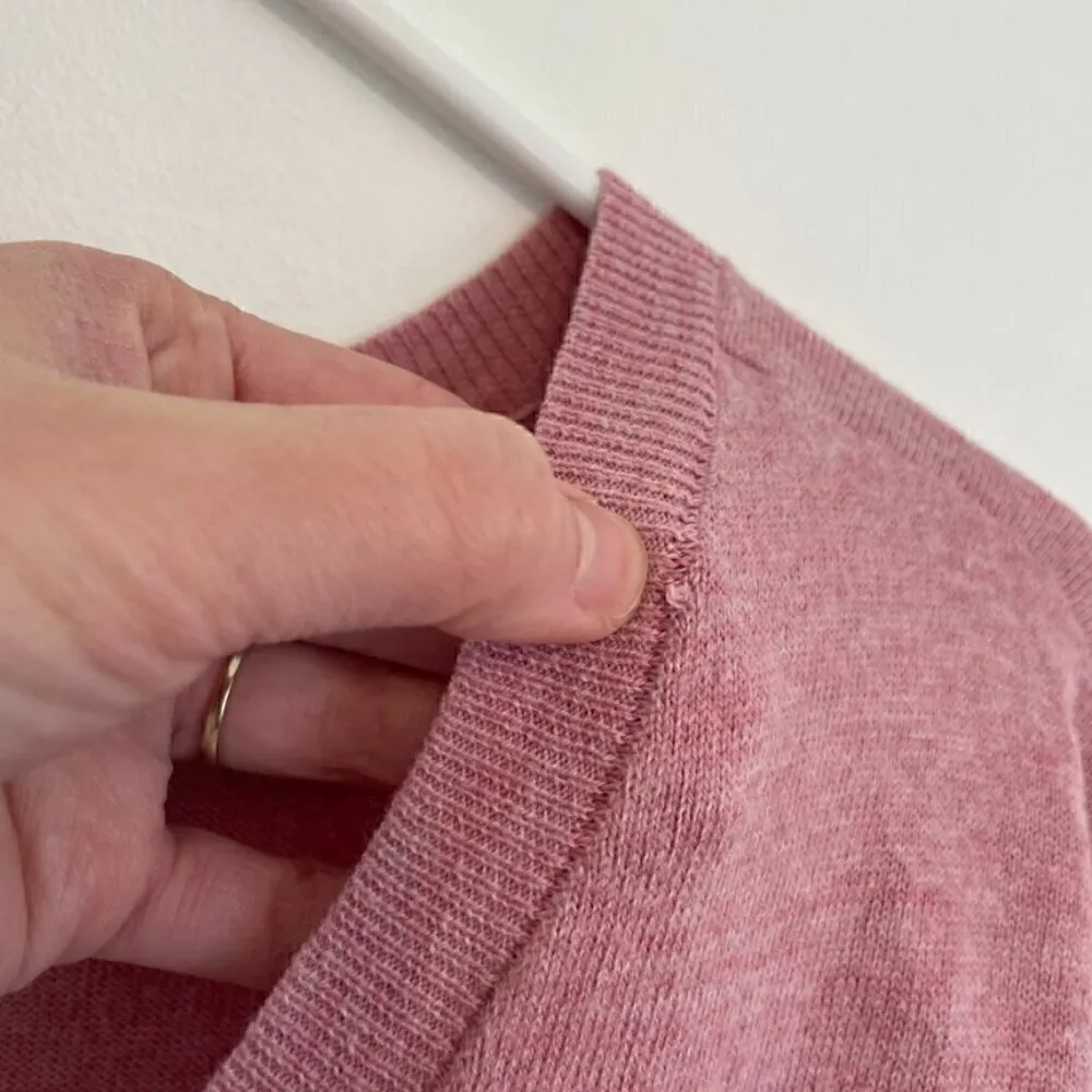 AMERICAN EAGLE Rose Pink Long Sleeve Lightweight Cotton Blend V-Neck Sweater XS - Image 6