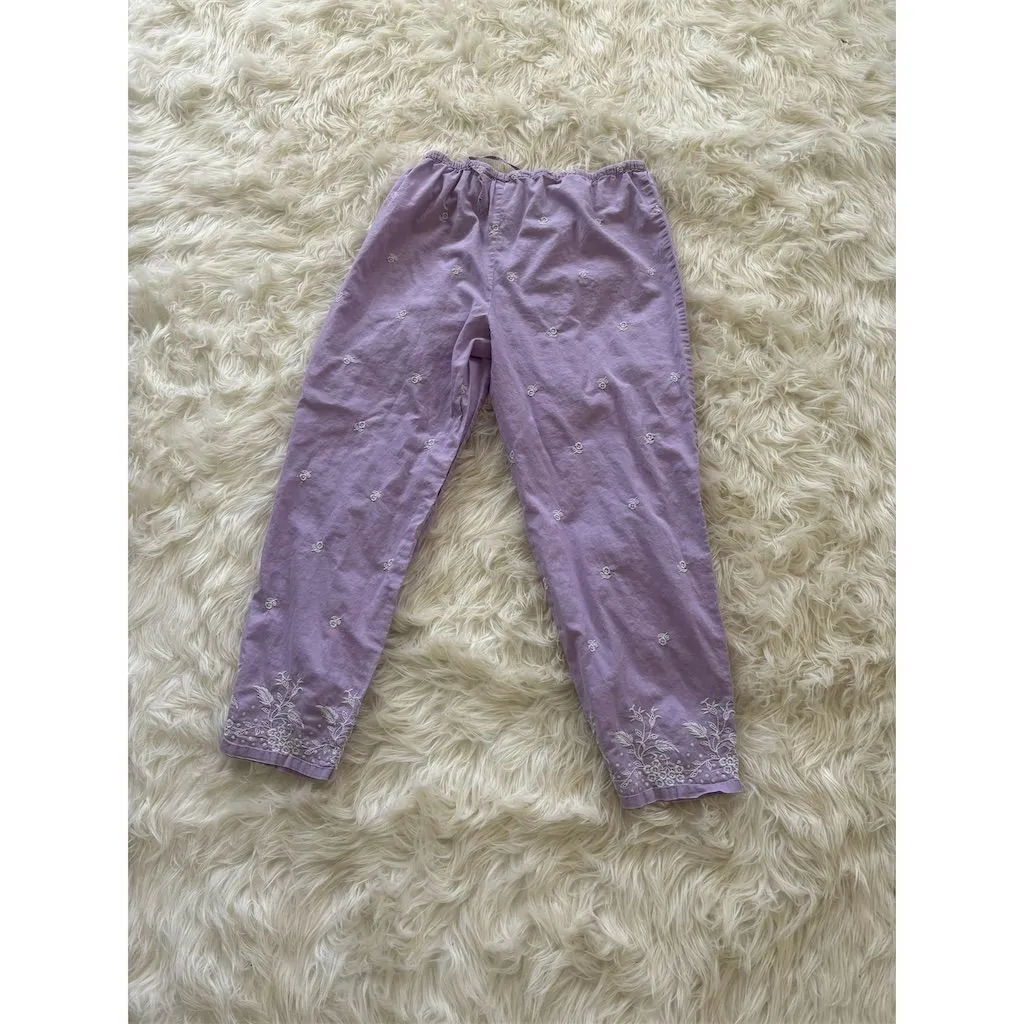 Victoria Secret Women's M‎ Purple Embroidered lounge/ pajama Pants - Image 3