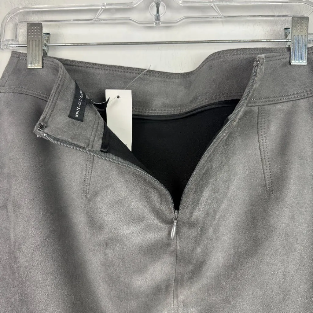 NWT White House Black Market Faux Suede Faux Wrap Skirt Smoked Pearl Size 2 NEW - Image 11