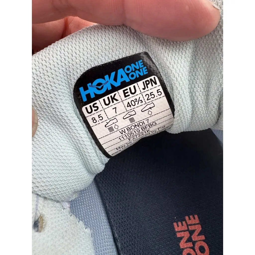 Hoka One One Bondi 7 Sneakers Womens 8.5 Light Blue Mesh Comfort Running Walking - Image 13