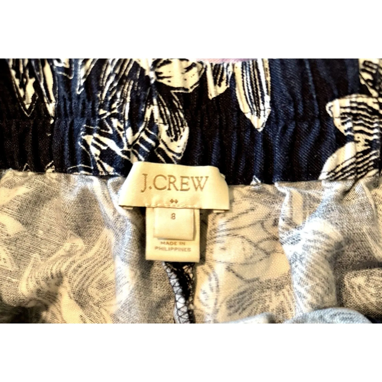 J.Crew Women's Sz 8 Black/White Floral Short Boardwalk Linen Cotton - Image 8