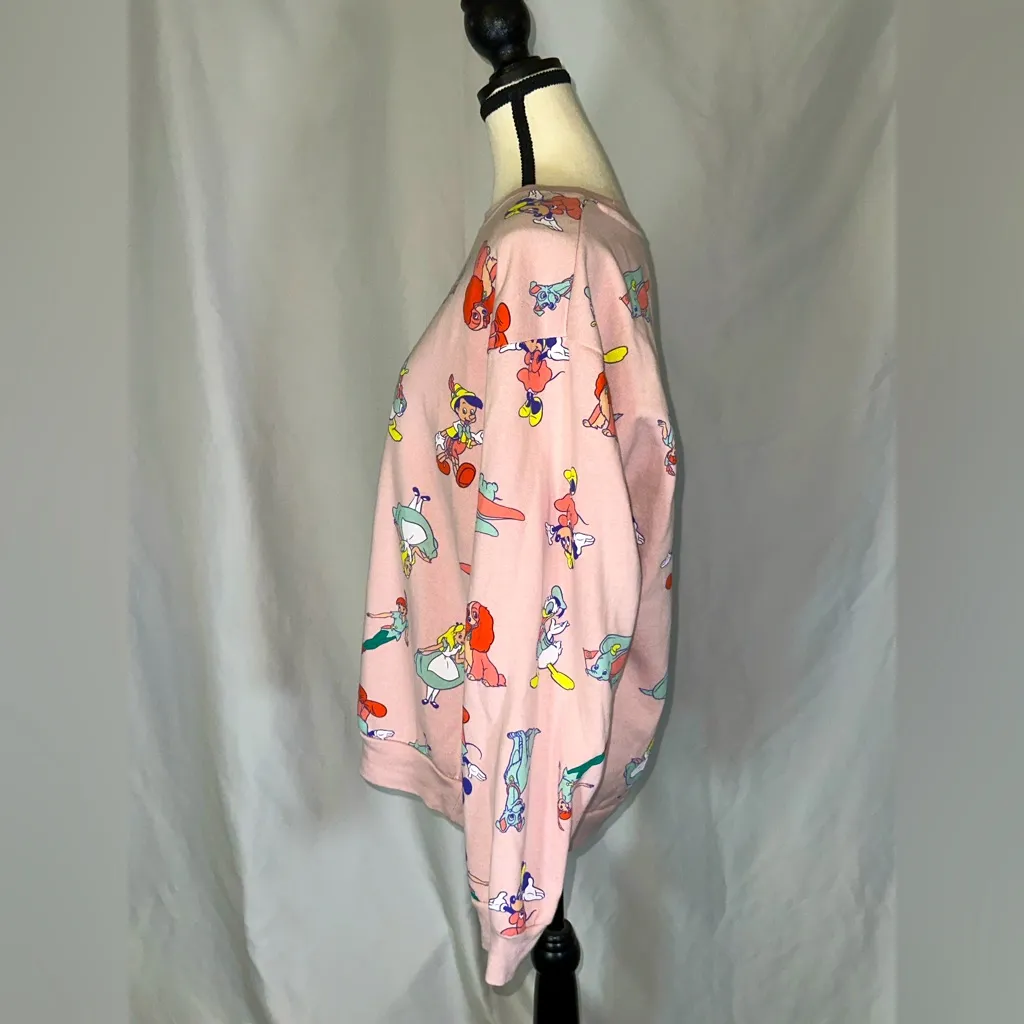 Disney 100 Characters Sweatshirt Pink Alice Lady Peter Pan Dumbo Mickey XL 15 - Image 2