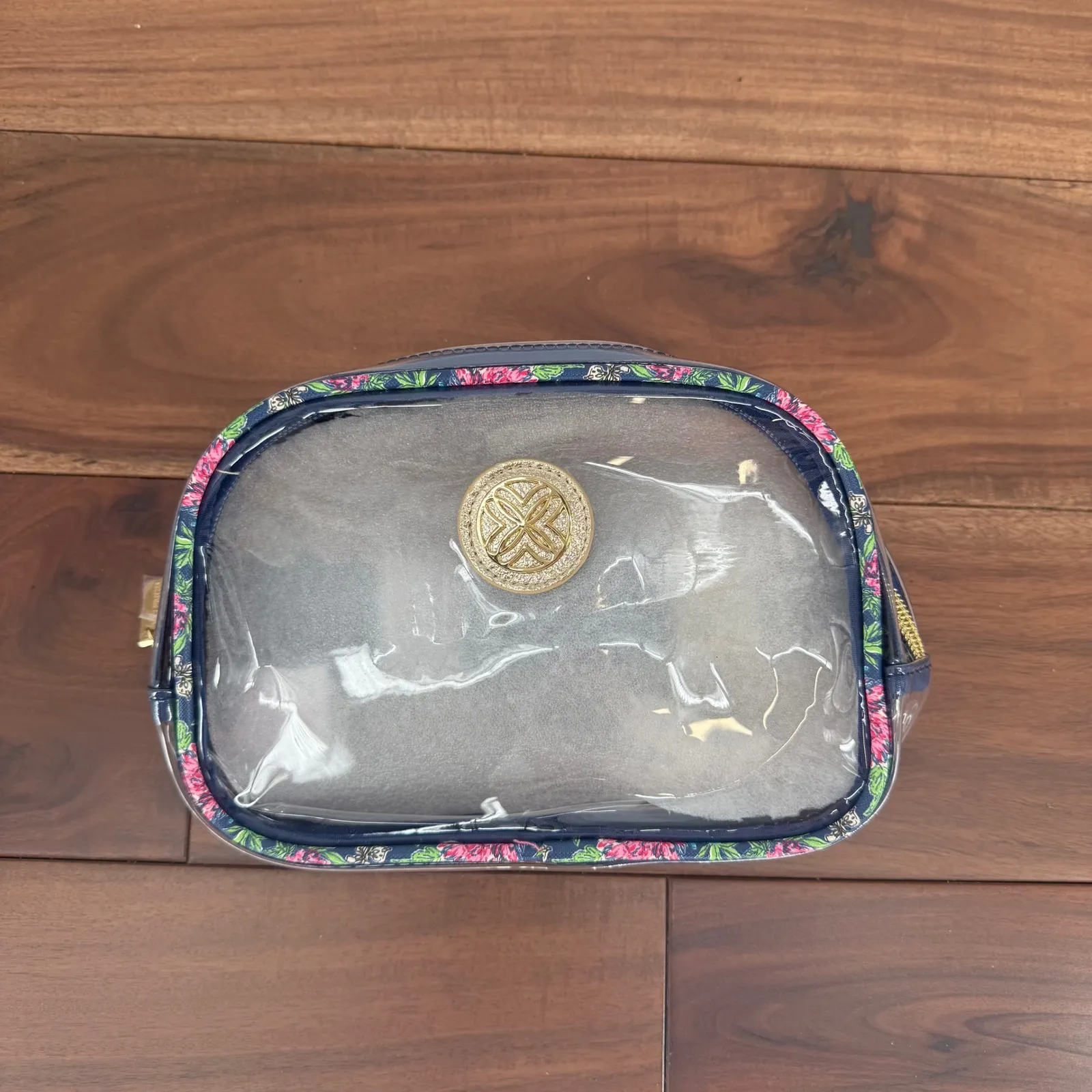 Lilly Pulitzer Clear Belt Bag Pouch Floral Trim Gold Logo & Strap - Image 2