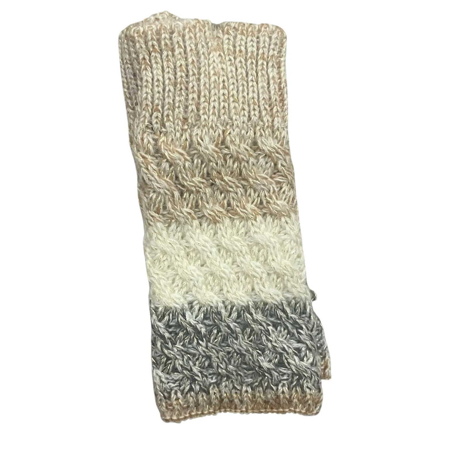 NWT Charlie Paige Ombre Knit Beanie Arm Cuff Set Womens OS Cream Gray Neutral - Image 4