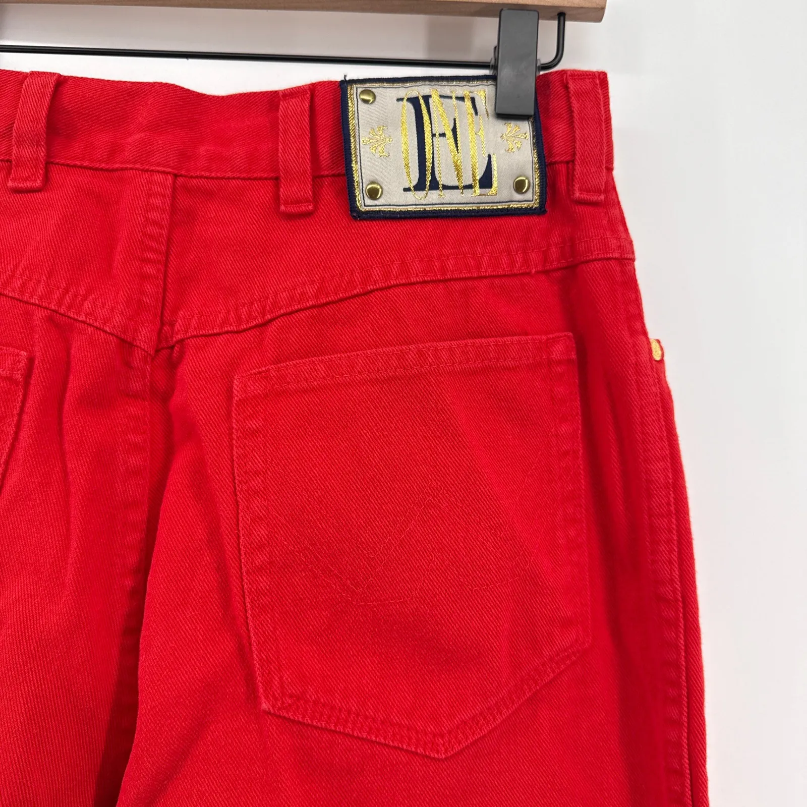 Escada Margaretha Ley Vintage Red Cotton High Rise Jeans Size 42 US 10 Green - Image 4