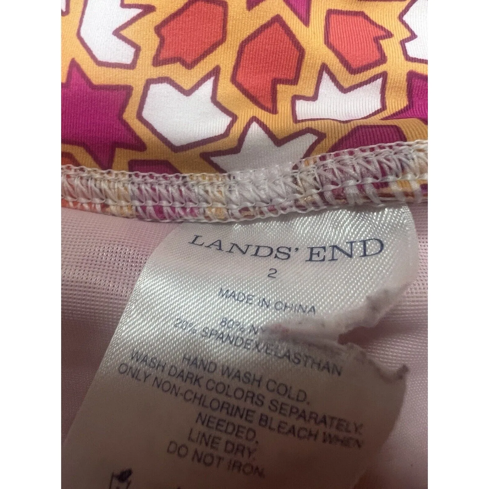 Lands' End Women's 2 Pink Orange Yellow Medallion Swim Skirt Modest XS - Image 4