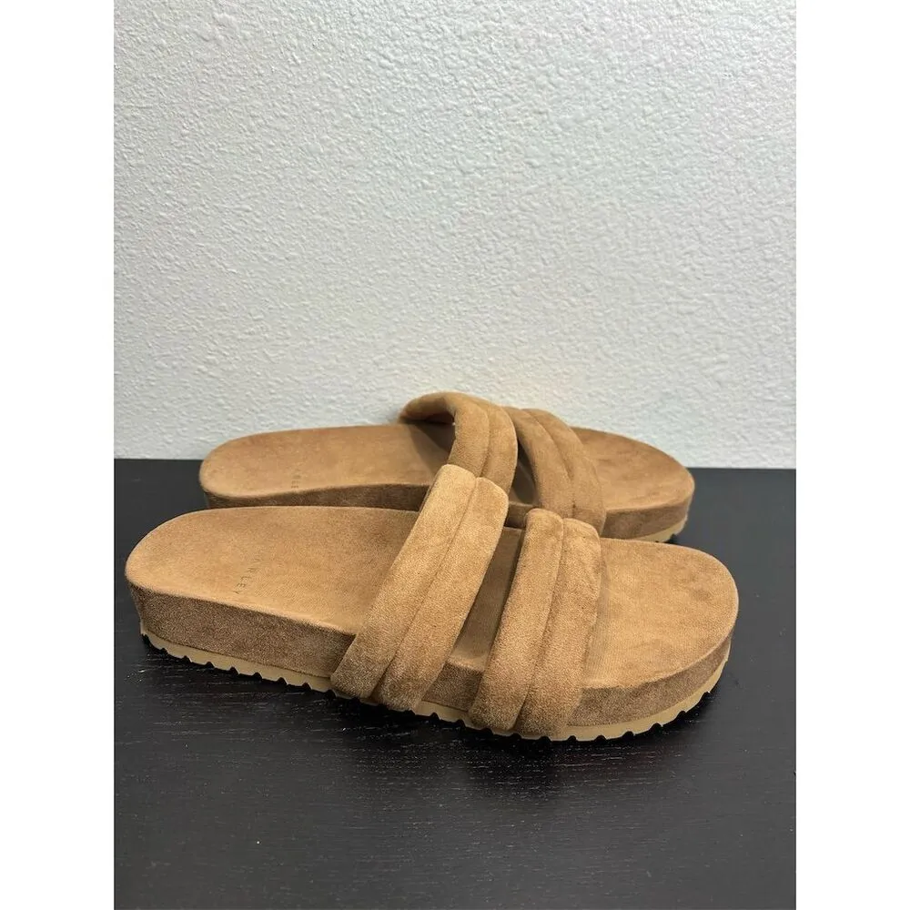 Varley Women's Giles 2.0 Quilted Slides‎ 9 Brown Double Padded Straps Sandals - Image 3