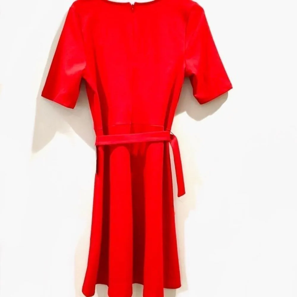 THE VANITY ROOM Women's Red Belted A-line Mini Dress Sz L - Image 3