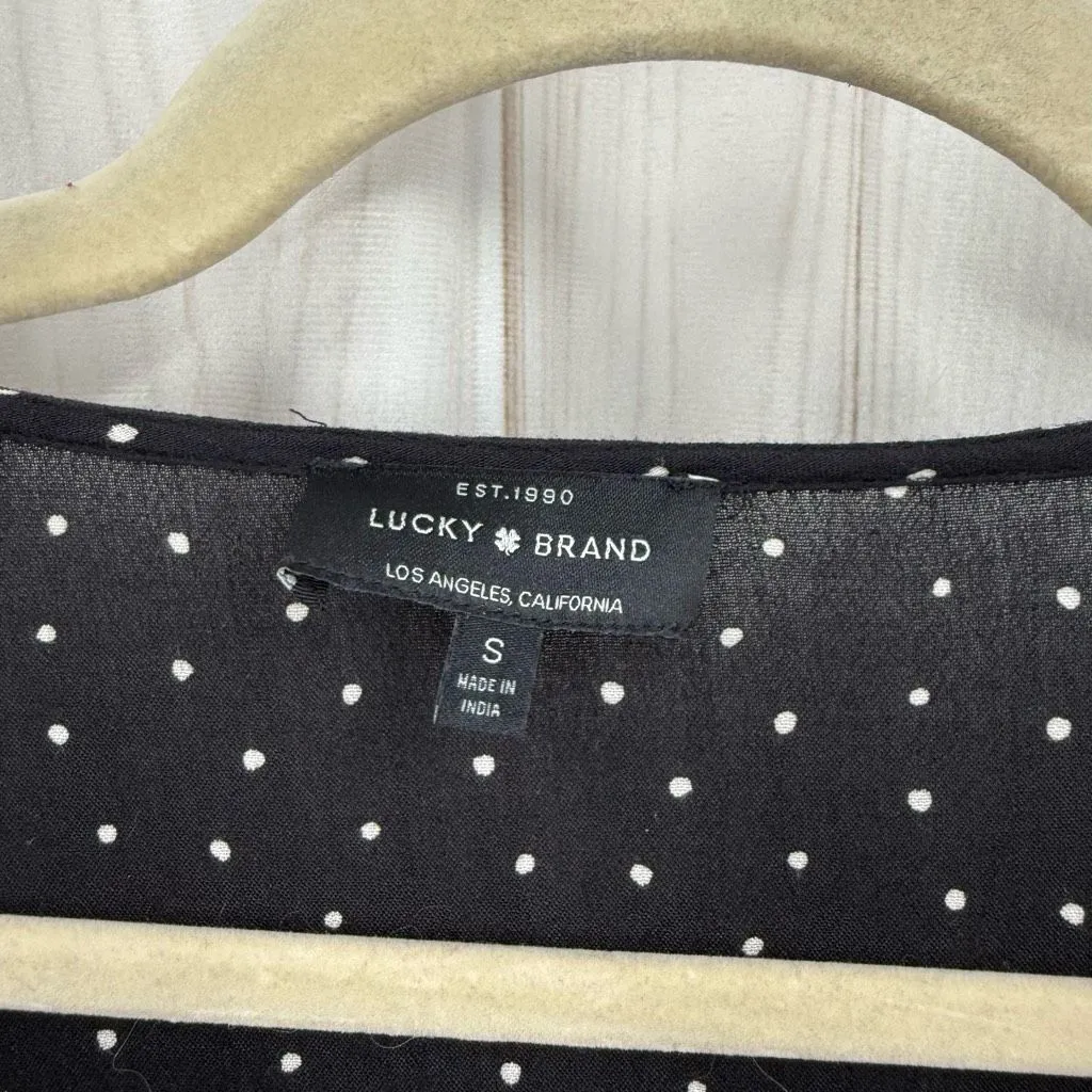 Lucky Brand Women’s Small Black Polka Dot Wrap Dress - Image 2