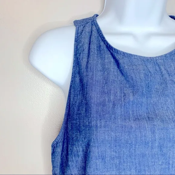 ZARA ‎ Ruffled Back Blue Chambray Romper - Image 6