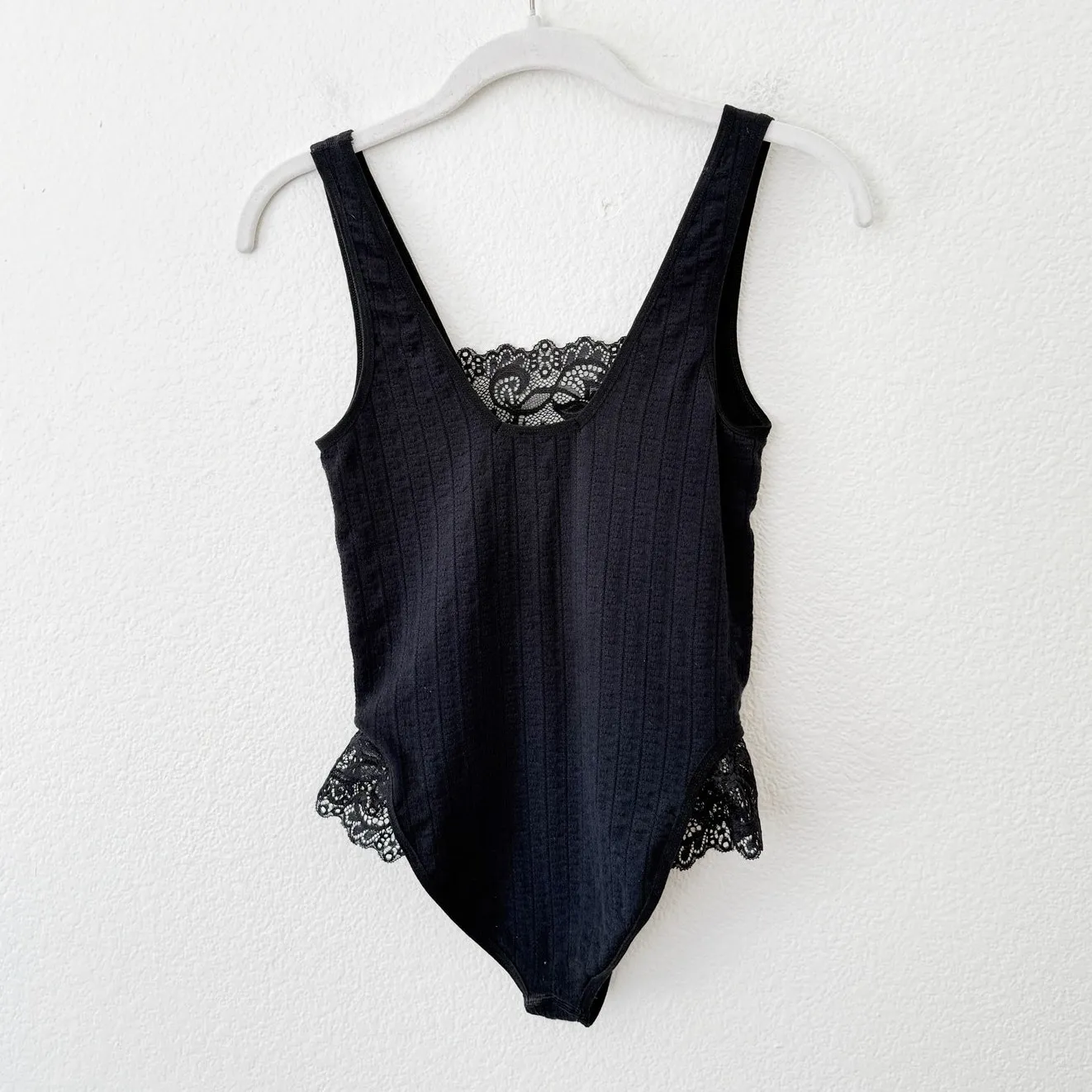 [Anthropologie] Addie Lace Trim Pointelle V-Neck Bodysuit Size S/M Small Medium - Image 3