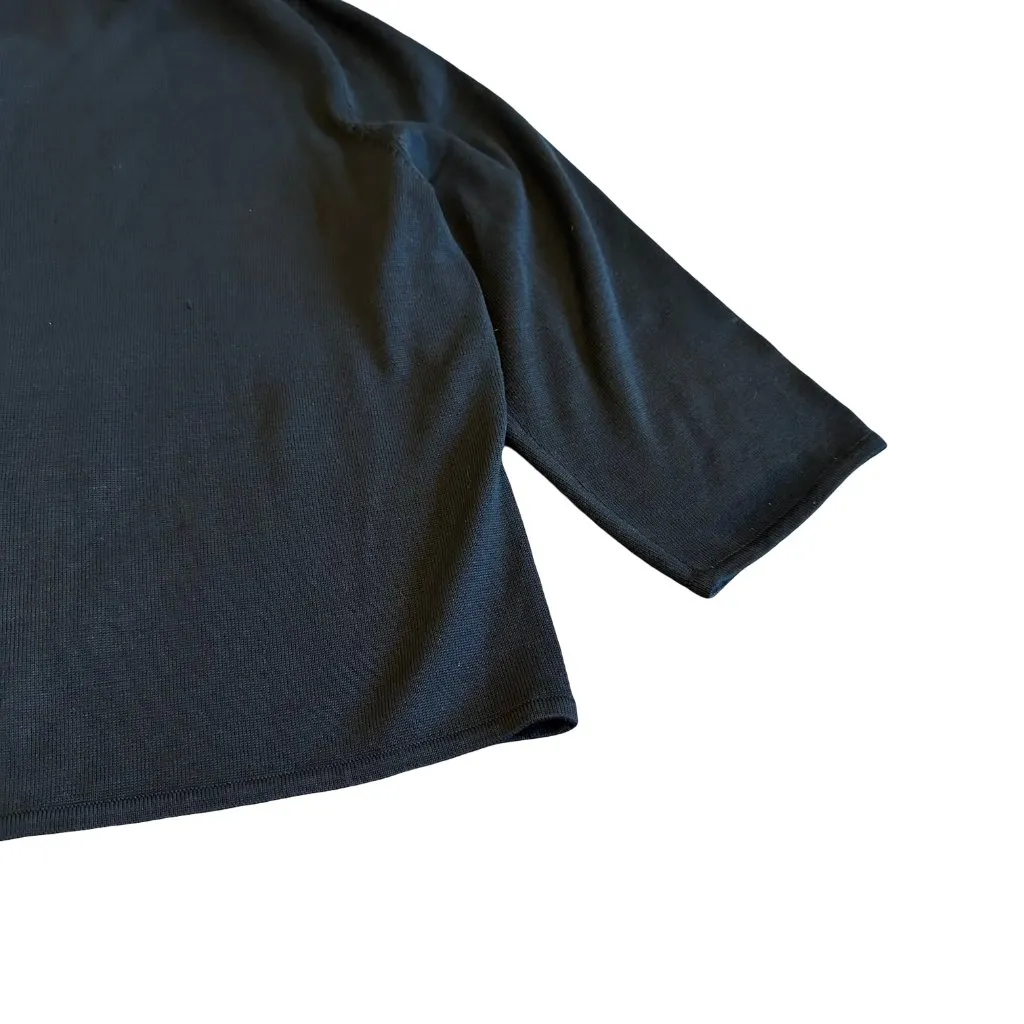 Michael Simon Vintage Retro Cardigan Sweater Turquoise Beaded Gecko Frog Large Black - Image 11