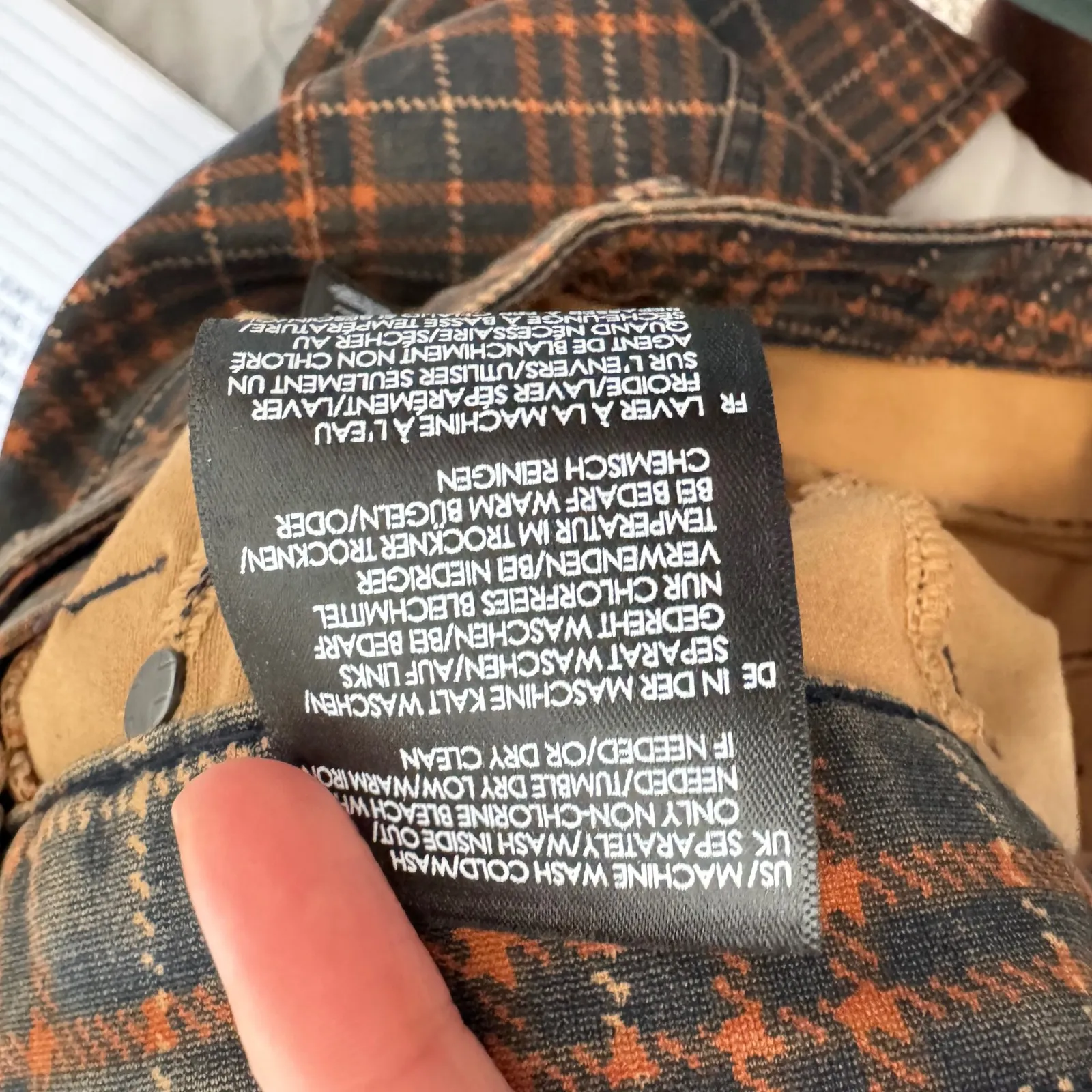 Liverpool Los Angeles Women's Plaid Skinny Pants Size 6 28 Brown Orange‎ Blue - Image 5