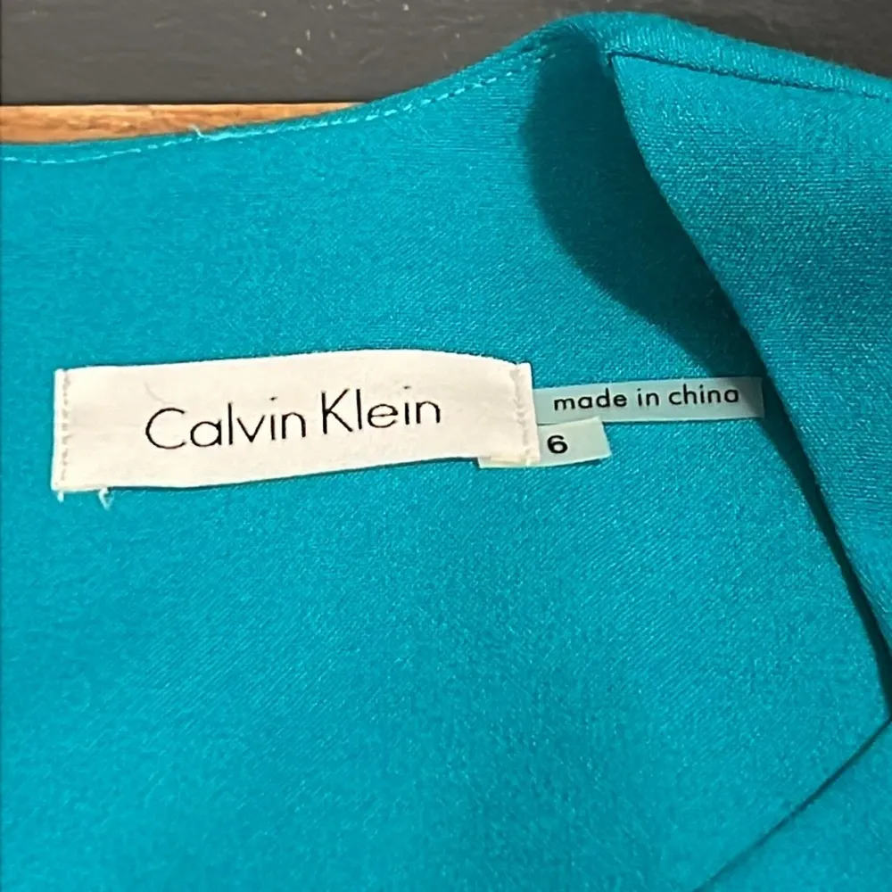 Calvin Klein women’s size 6 teal aqua a-line midi dress sleeveless lined zips - Image 8