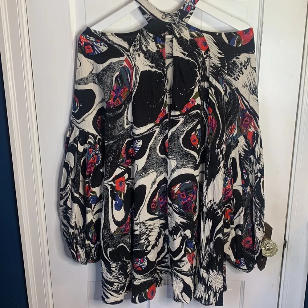 Free People Drift Away Cold Shoulder Artsy Mini-Dress Tunic W-298 Size Small - Image 11