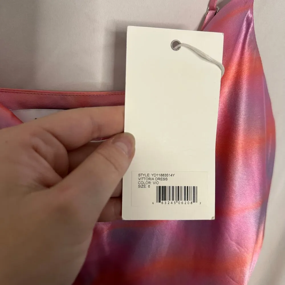 NWT Likely Vittoria Tie Dye Satin Midi Dress Pink Violet Size 6 - Image 10
