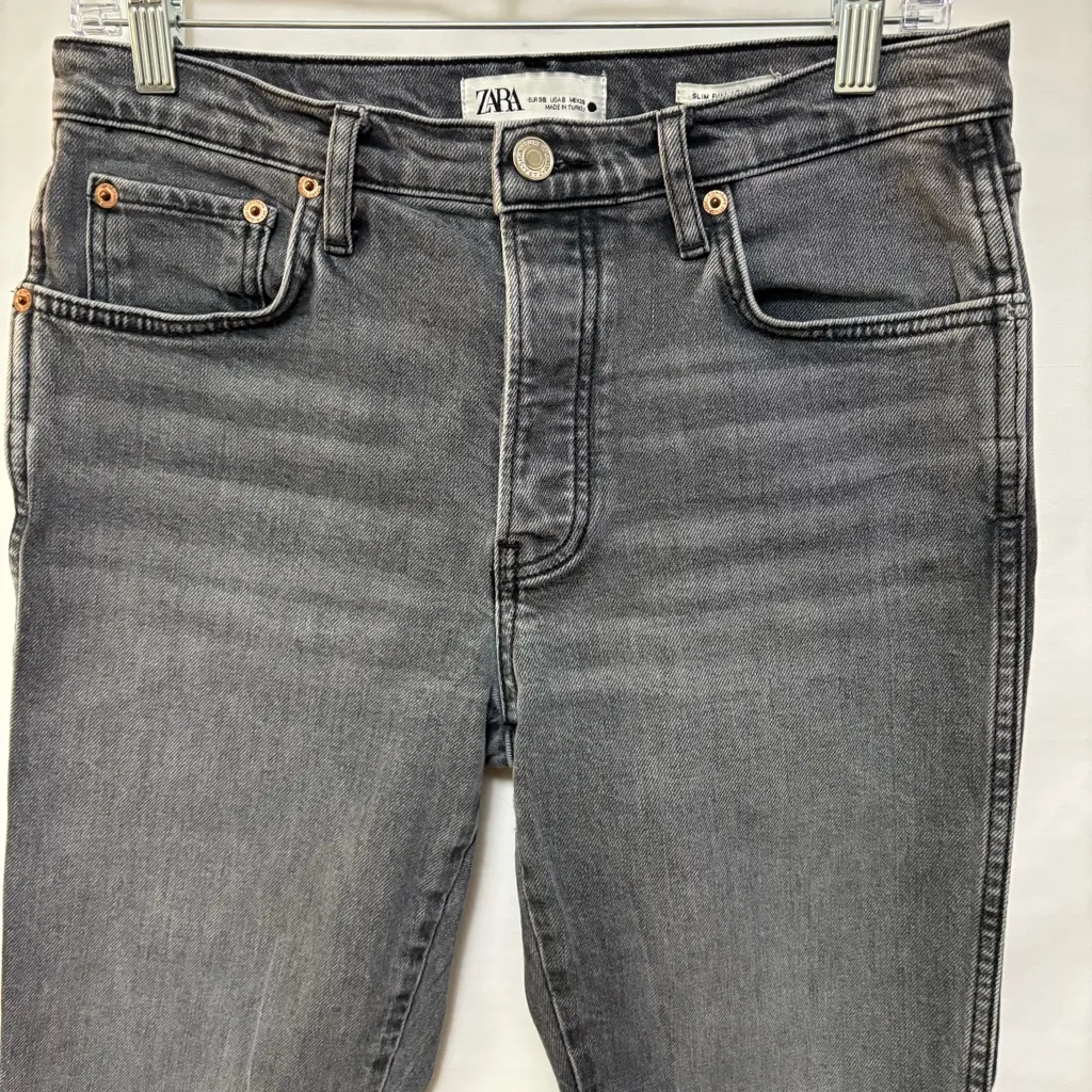 Zara Slim Full Length Gray Jeans Size‎ 6 - Image 2