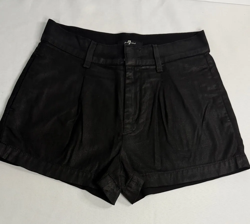 7 For All Mankind Jet Black High Waist Shorts - Image 1