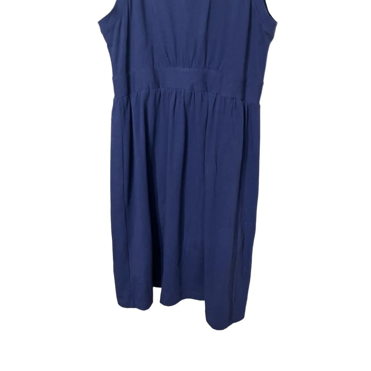Theory Dress Size‎ M Navy Blue Silk Ruffled Trim V Neck Empire Waist Pockets - Image 9