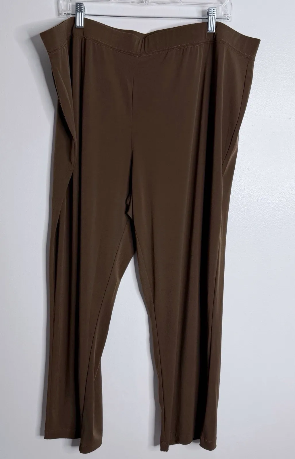 NWOT Susan Graver Brown Essentials Liquid Knit Straight Leg Pants 2X Petite - Image 1