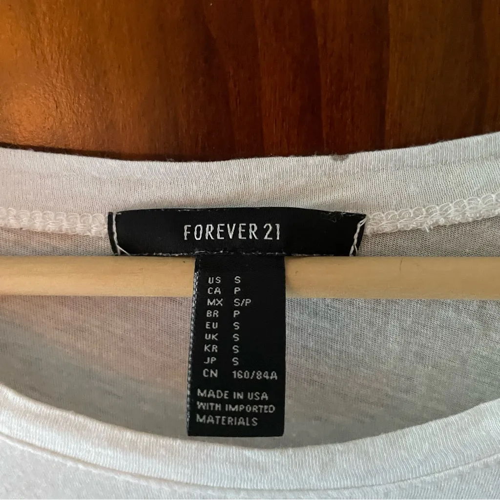 Forever 21 Hipster Grunge Alternative Witty White Modal Knit T-Shirt Small - Image 2