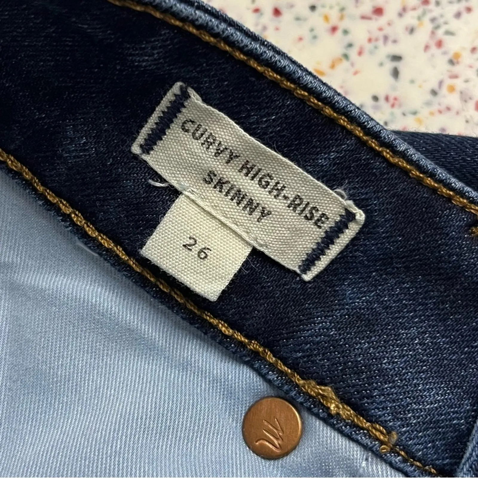 Madewell Curvy High Rise Skinny Jeans Dark Wash Stretch Denim Women’s Size 26 - Image 3