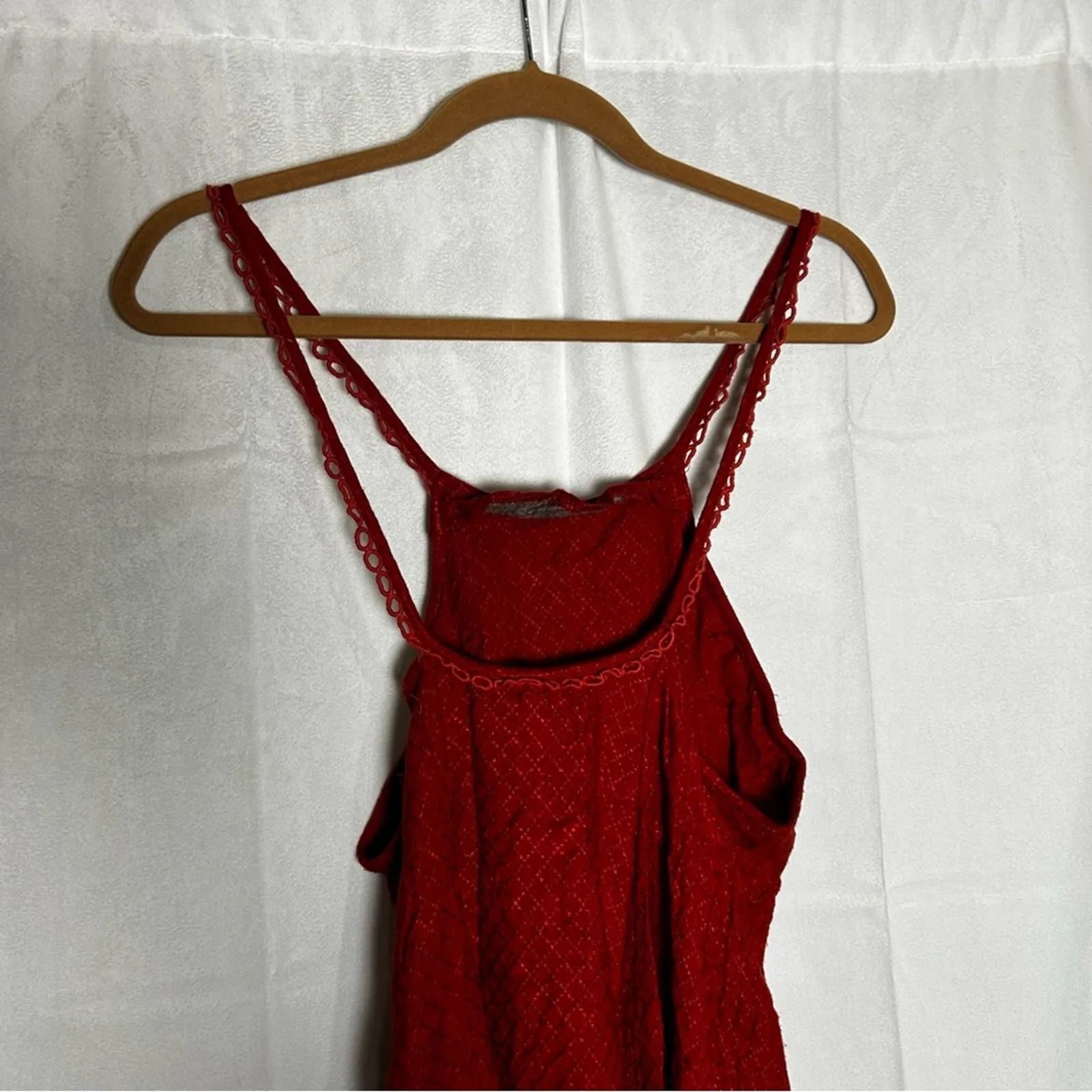 Free People Burnt Red Spagh Strap Tank Tunic Shirt Super Mini Dress Size Small - Image 3