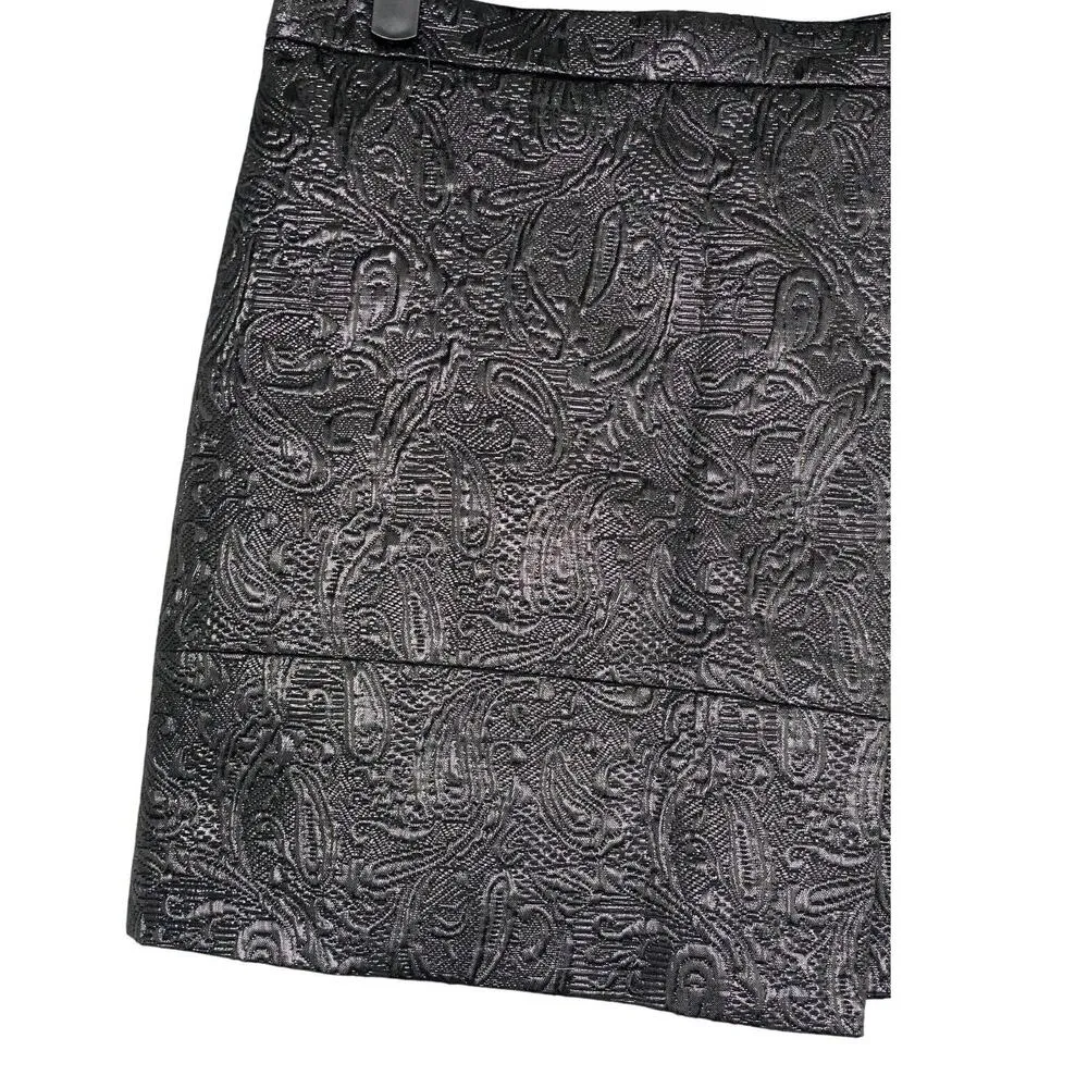 NWT J Crew Matelassé Origami Textured Metallic Lined Mini Skirt Zip Up 4 Grey - Image 3