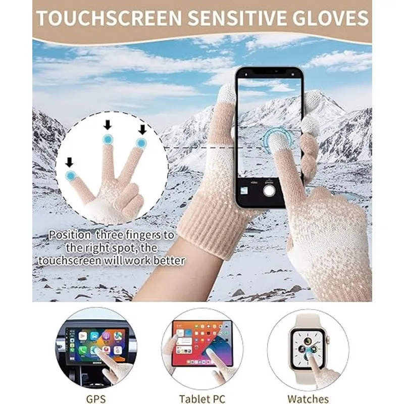 Remifa 3 In 1 Women's Winter Beanie Hat Scarf Gloves Set - Image 5